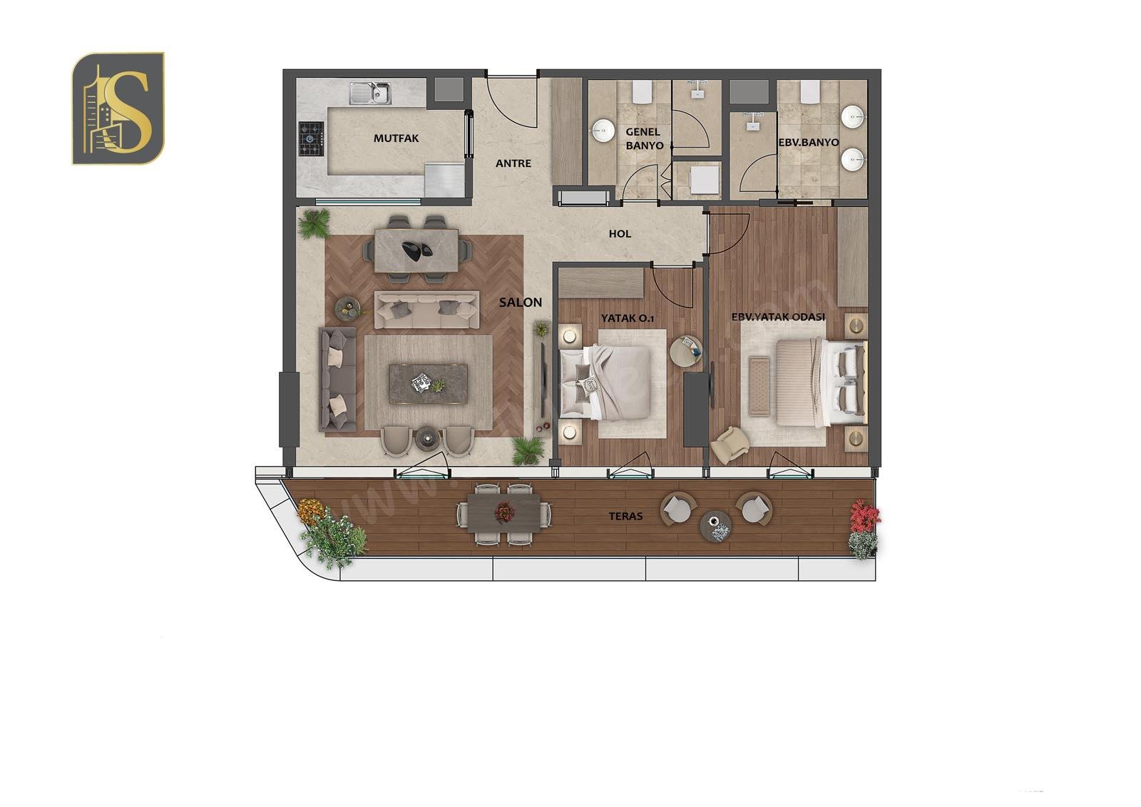 شقة مع تراس